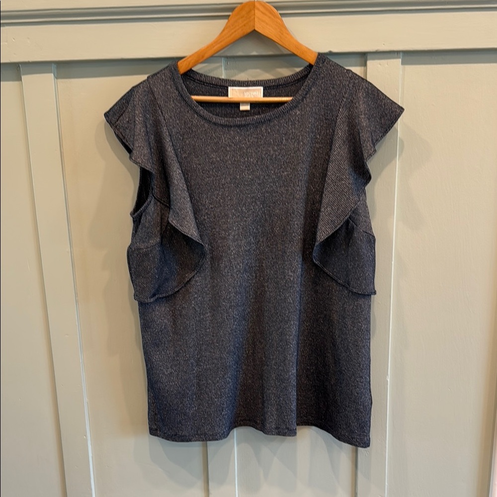 MICHAEL Michael Kors Blue Ruffle sparkly Sleeve Blouse